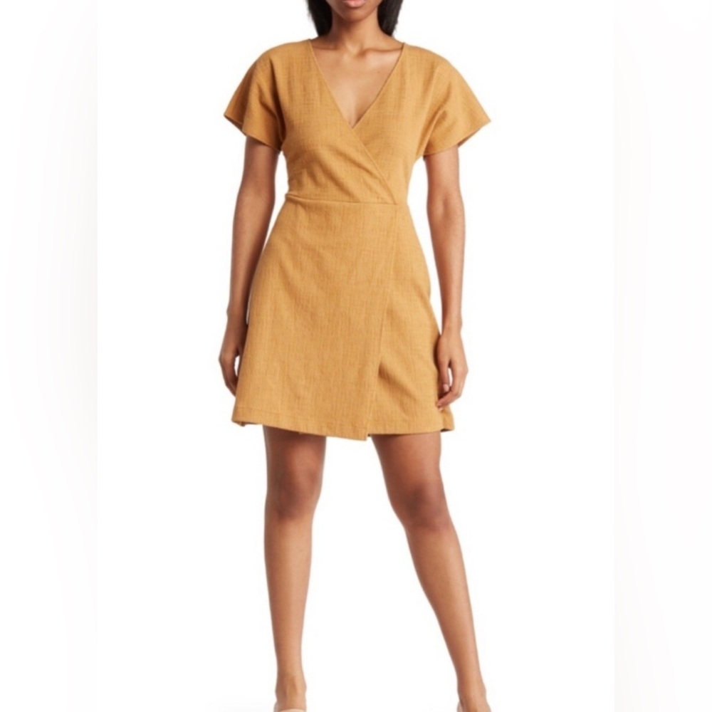 Madewell Mustard Mini Wrap Dress